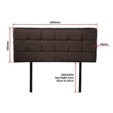 PU Leather Double Bed Deluxe Headboard Bedhead - Brown - Rear View