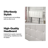 PU Leather Double Bed Deluxe Headboard Bedhead - White - 45-Degree Angle