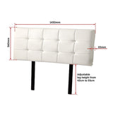 PU Leather Double Bed Deluxe Headboard Bedhead - White - Rear View