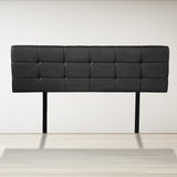 PU Leather Queen Bed Deluxe Headboard Bedhead - Black - Front View