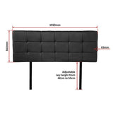 PU Leather Queen Bed Deluxe Headboard Bedhead - Black - Close-Up Angle