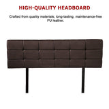 PU Leather Queen Bed Deluxe Headboard Bedhead - Brown - Rear View