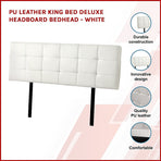 PU Leather King Bed Deluxe Headboard Bedhead - White, image 2