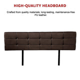 PU Leather King Bed Deluxe Headboard Bedhead - Brown - Rear View