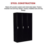Three-Door Side by Side Office Gym Shed Storage Locker - Low Angle