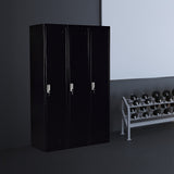 Three-Door Side by Side Office Gym Shed Storage Locker - Close-Up Angle