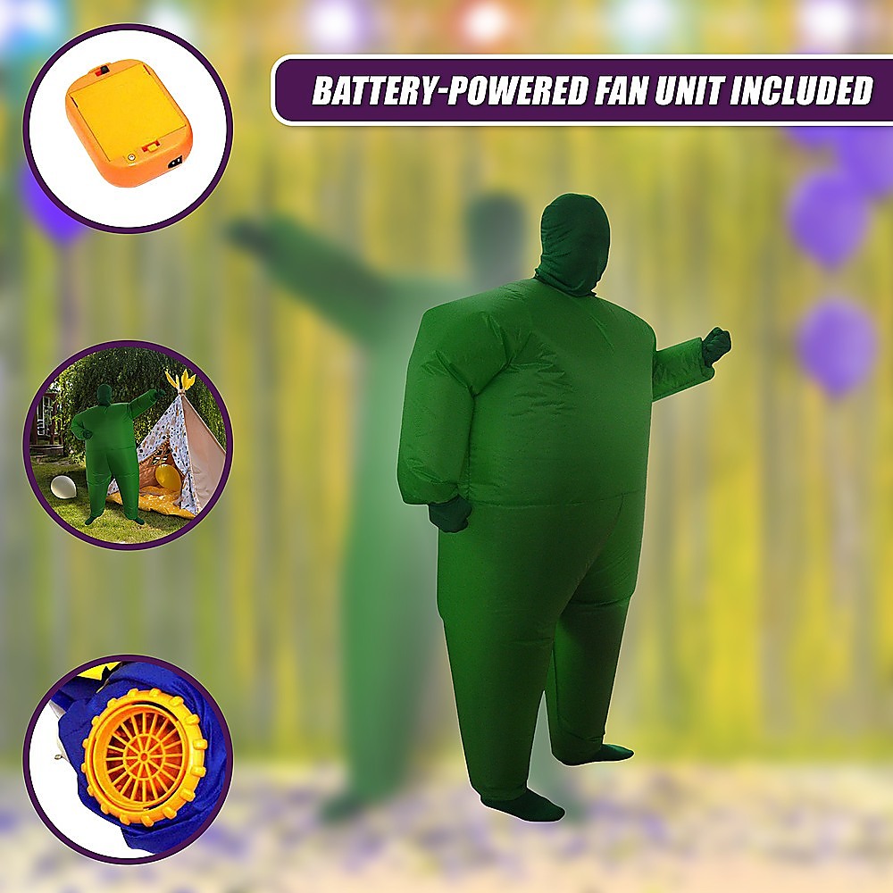 Go Green Inflatable Costume Fancy Dress Suit Fan Operated