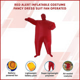 Red Alert Inflatable Costume Fancy Dress Suit Fan Operated - Side View