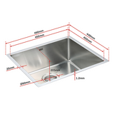490x440mm Handmade Stainless Steel Undermount / Topmount Kitchen Laundry Sink with Waste - Extra Image
