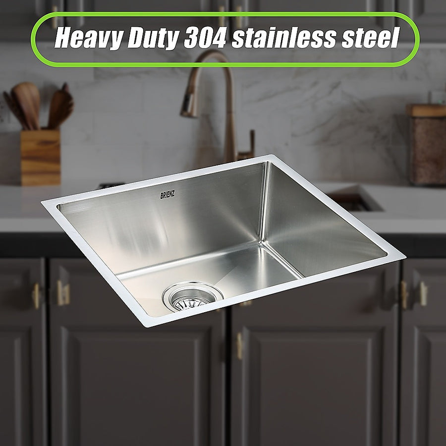 490x440mm Handmade Stainless Steel Undermount / Topmount Kitchen Laundry Sink with Waste, image 4