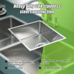 490x440mm Handmade Stainless Steel Undermount / Topmount Kitchen Laundry Sink with Waste, image 6
