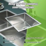 490x440mm Handmade Stainless Steel Undermount / Topmount Kitchen Laundry Sink with Waste - Rear View
