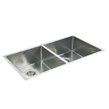 865x440mm Handmade Stainless Steel Undermount / Topmount Kitchen Sink with Waste - Close-Up Angle