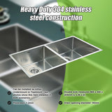 865x440mm Handmade Stainless Steel Undermount / Topmount Kitchen Sink with Waste - Rear View