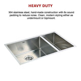 715x440mm Handmade Stainless Steel Undermount / Topmount Kitchen Sink with Waste - 45-Degree Angle