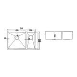 715x440mm Handmade Stainless Steel Undermount / Topmount Kitchen Sink with Waste - Close-Up Angle