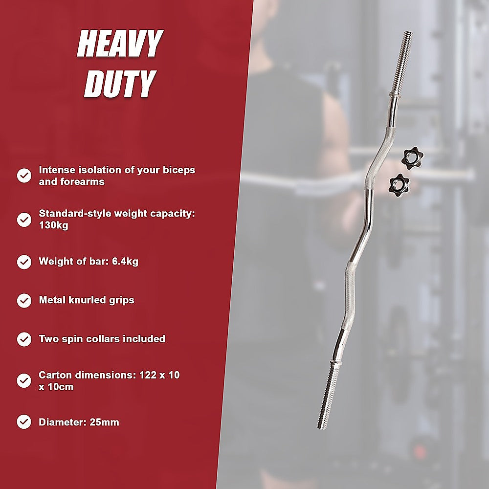Heavy Duty EZ Curl Barbell  Weightlifting Bar with Spinlock Collars for Gym Training