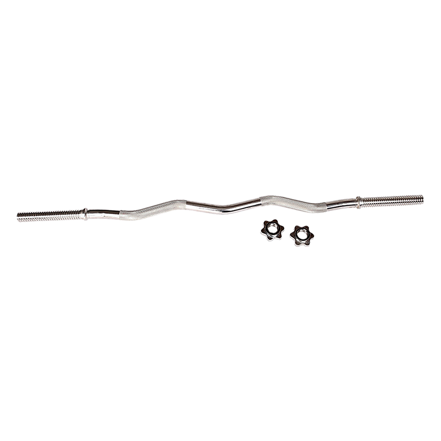 Heavy Duty EZ Curl Barbell – Weightlifting Bar with Spinlock Collars for Gym Training