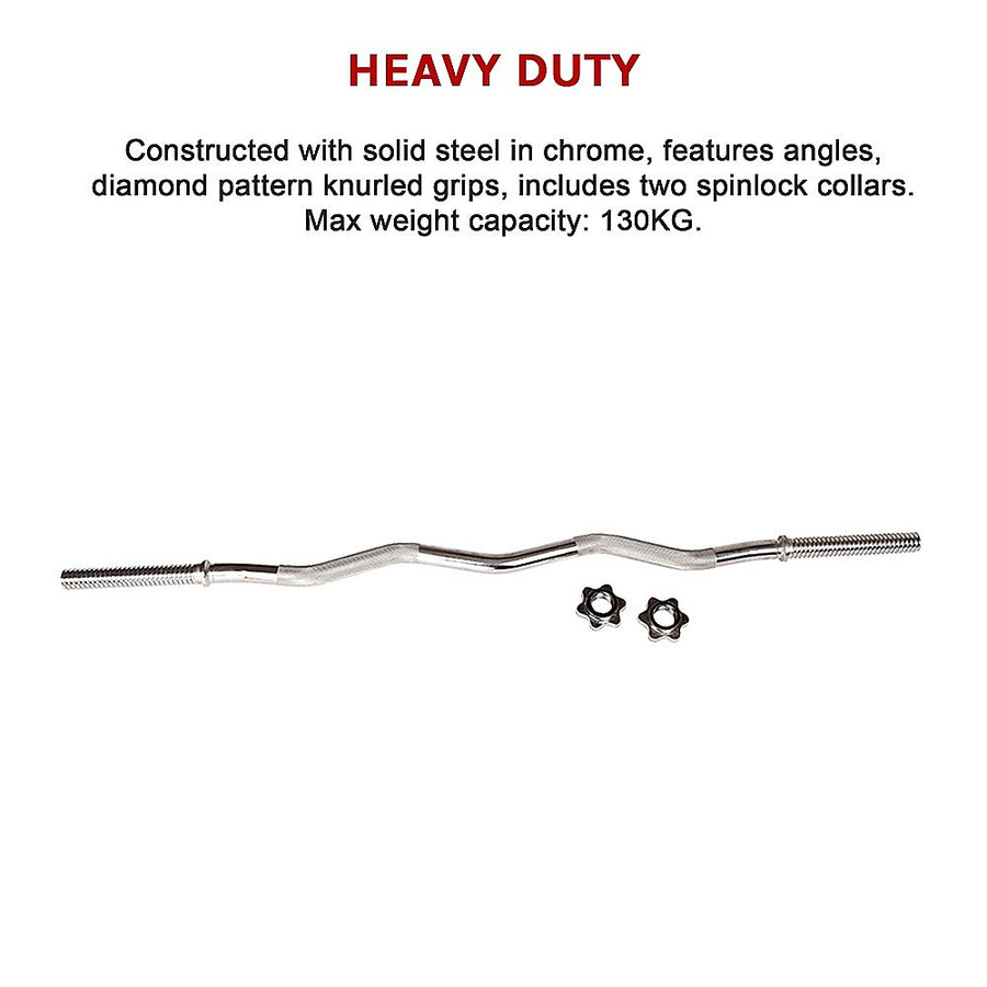 Heavy Duty EZ Curl Barbell – Weightlifting Bar with Spinlock Collars for Gym Training