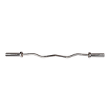 120cm Chrome Olympic EZ Curl Bar – Weightlifting Barbell for Home Gym & Bodybuilding - Top-Down View