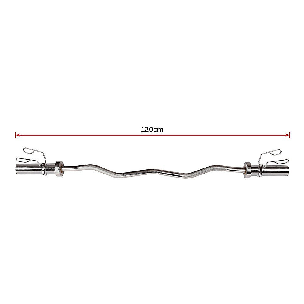 120cm Chrome Olympic EZ Curl Bar  Weightlifting Barbell for Home Gym Training