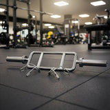 Chrome Olympic Tricep Bar Barbell Heavy Duty with Spring Collars - Front View
