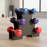 6-Piece Dumbbell Set with Storage Rack for Home Gym Training - Front View