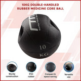 10kg Double-Handled Rubber Medicine Core Ball - Side View