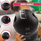 10kg Double-Handled Rubber Medicine Core Ball - Low Angle