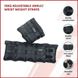 10kg Adjustable Ankle/Wrist Weight Straps - Side View
