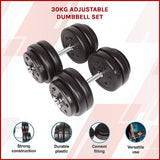 30KG Adjustable Dumbbell Set  Home Gym Weights for Strength & Fitness Training