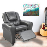 PU Leather Kids Recliner with Drink Holder - Front View