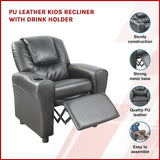 PU Leather Kids Recliner with Drink Holder - Side View