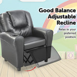 PU Leather Kids Recliner with Drink Holder - 45-Degree Angle