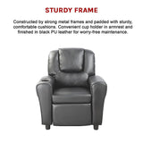 PU Leather Kids Recliner with Drink Holder - Rear View