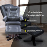 PU Leather Massage Chair Recliner Ottoman Lounge Remote - Low Angle
