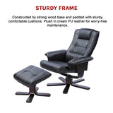 PU Leather Massage Chair Recliner Ottoman Lounge Remote - Extra Image