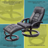 PU Leather Massage Chair Recliner Ottoman Lounge Remote - 45-Degree Angle