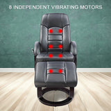 PU Leather Massage Chair Recliner Ottoman Lounge Remote - Rear View