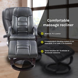 PU Leather Massage Chair Recliner Ottoman Lounge Remote - Low Angle