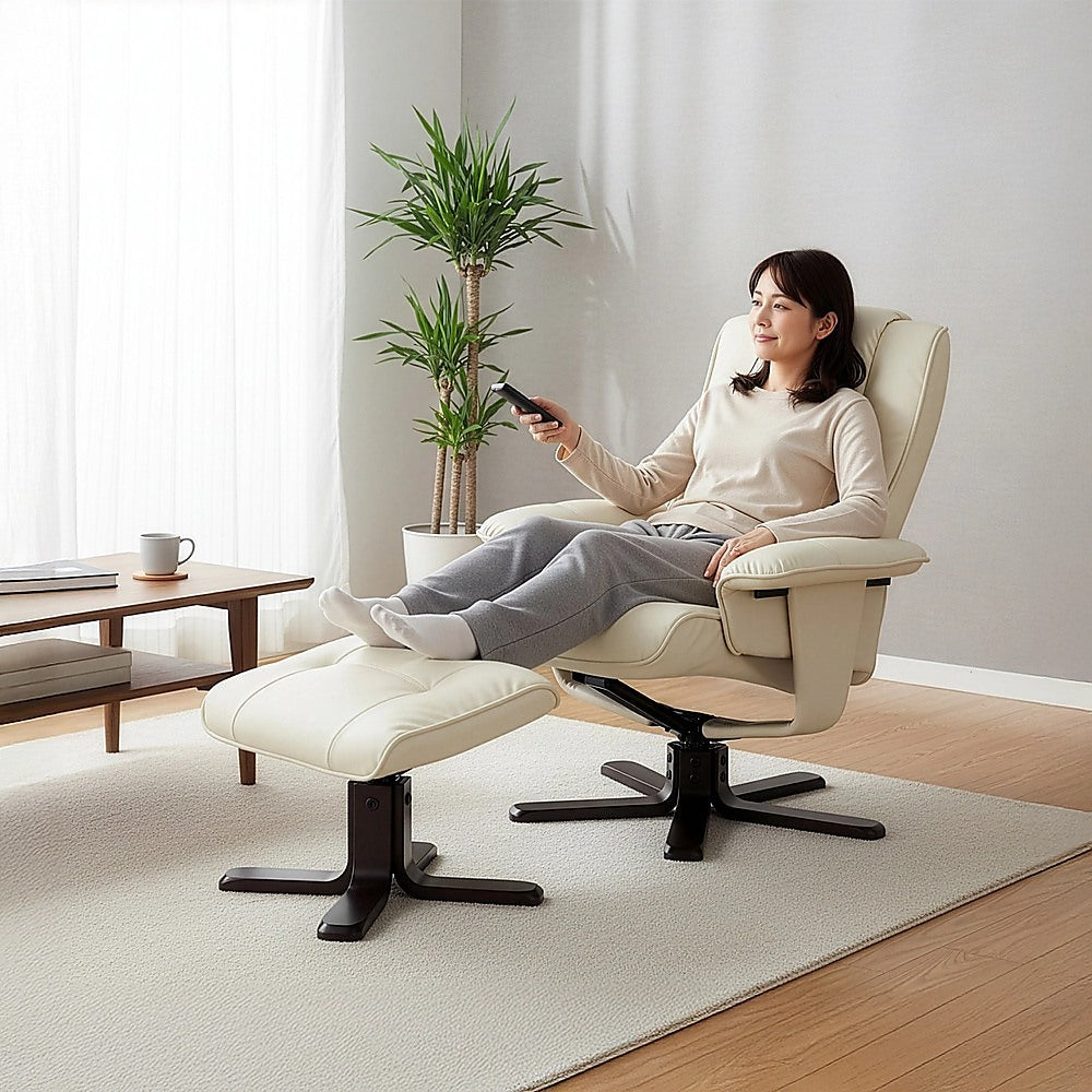 PU Leather Massage Chair Recliner Ottoman Lounge Remote