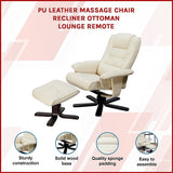 PU Leather Massage Chair Recliner Ottoman Lounge Remote - Side View