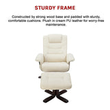 PU Leather Massage Chair Recliner Ottoman Lounge Remote - Extra Image