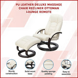 PU Leather Deluxe Massage Chair Recliner Ottoman Lounge Remote - Side View