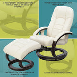 PU Leather Deluxe Massage Chair Recliner Ottoman Lounge Remote - 45-Degree Angle