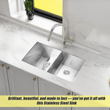 820x457mm Handmade Stainless Steel Undermount / Topmount Kitchen Laundry Sink with Waste - Top-Down View