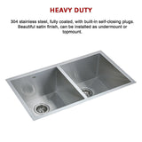 820x457mm Handmade Stainless Steel Undermount / Topmount Kitchen Laundry Sink with Waste - Extra Image