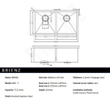 820x457mm Handmade Stainless Steel Undermount / Topmount Kitchen Laundry Sink with Waste - Extra Image