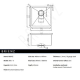 440x440mm Handmade Stainless Steel Undermount / Topmount Kitchen Laundry Sink with Waste