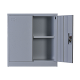 Two-Door Shelf Office Gym Filing Storage Locker Cabinet Safe - Rear View